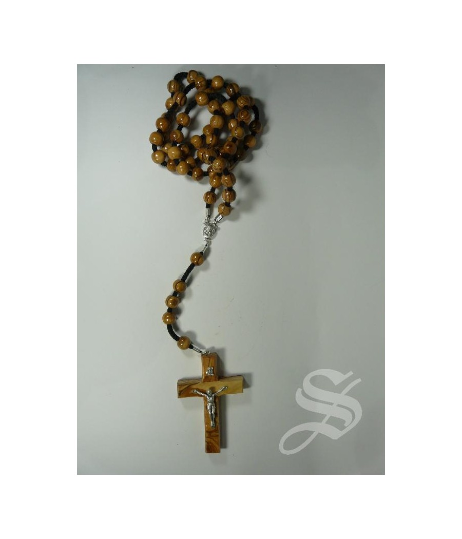 ROSARIO CAMANDULA 14 MM. MADERA OLIVO JERUSALEN LARGO 82 CM.