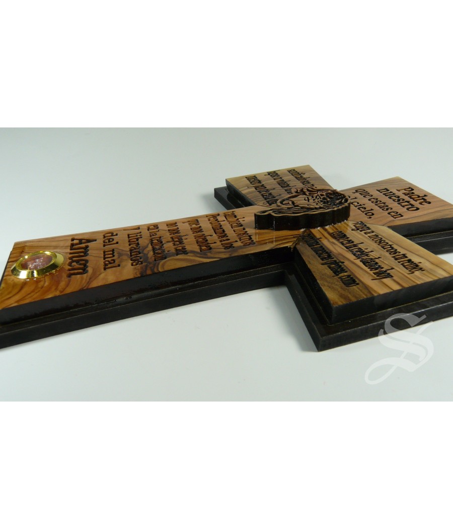 CRUZ MADERA CON ROSTRO JESUS 20,5 X 13,5 CM. OLIVO JERUSALEN