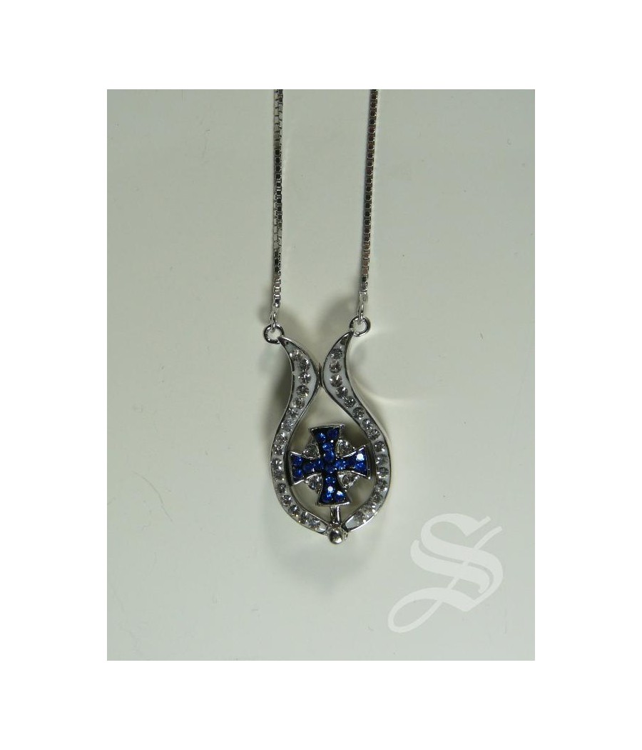 CRUZ DE PLATA MAGNETICA PEZ 24 MM. JERUSALEN CON CADENA EN ESTUCHE DE REGALO
