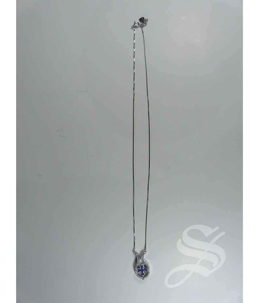 CRUZ DE PLATA MAGNETICA PEZ 24 MM. JERUSALEN CON CADENA EN ESTUCHE DE REGALO