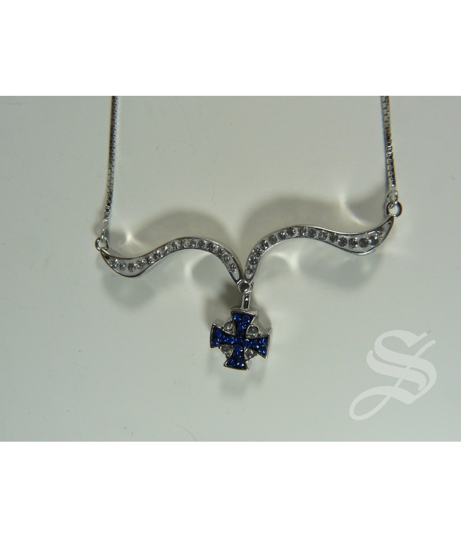 CRUZ DE PLATA MAGNETICA PEZ 24 MM. JERUSALEN CON CADENA EN ESTUCHE DE REGALO