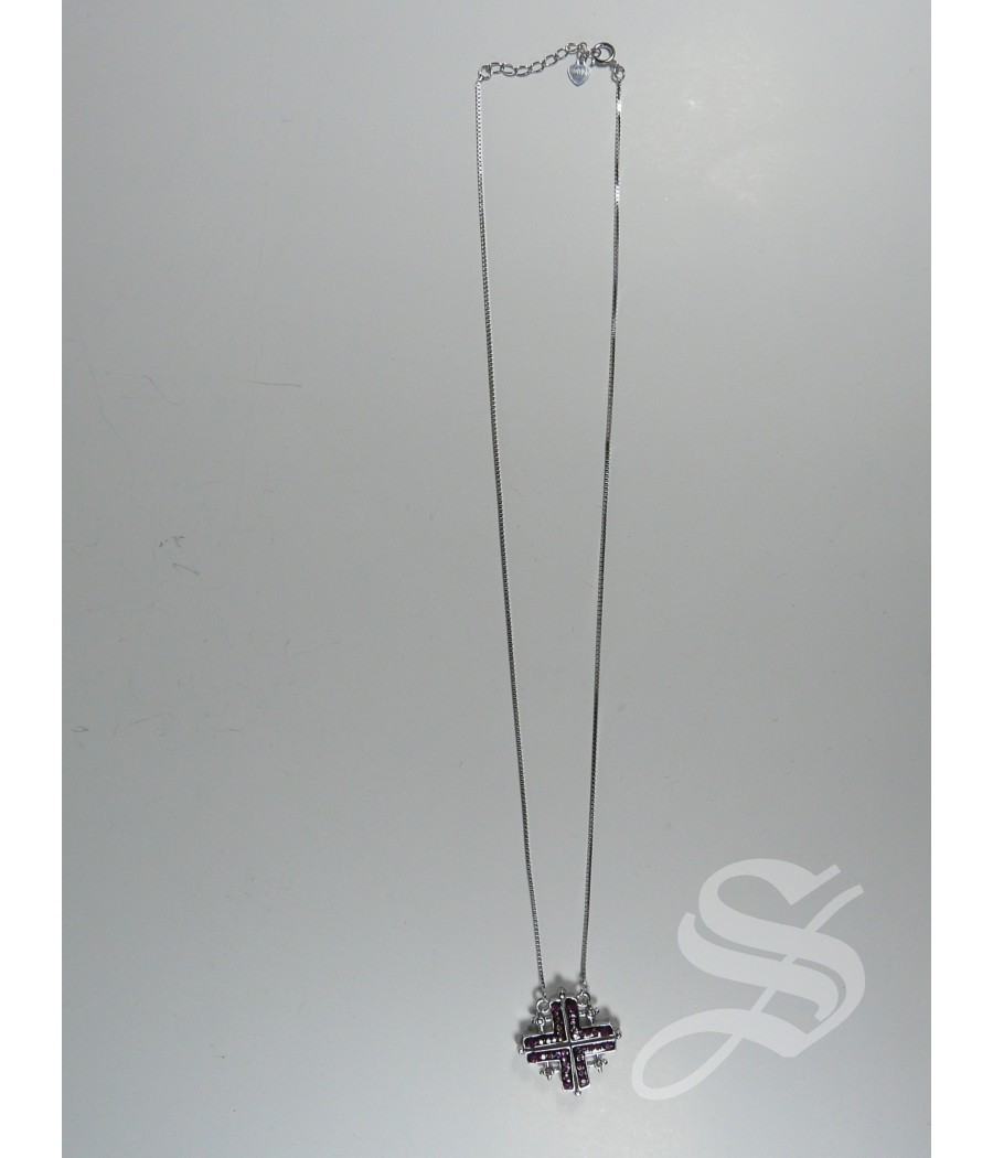 CRUZ JERUSALEN DE PLATA 24 MM. MAGNETICA CON CADENA