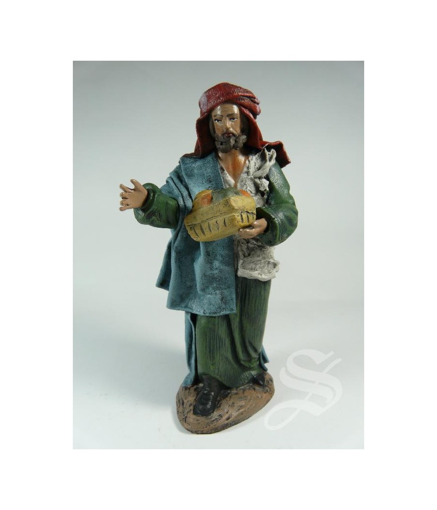 PASTOR 12 CM. CON CESTO FRUTA EN LA MANO