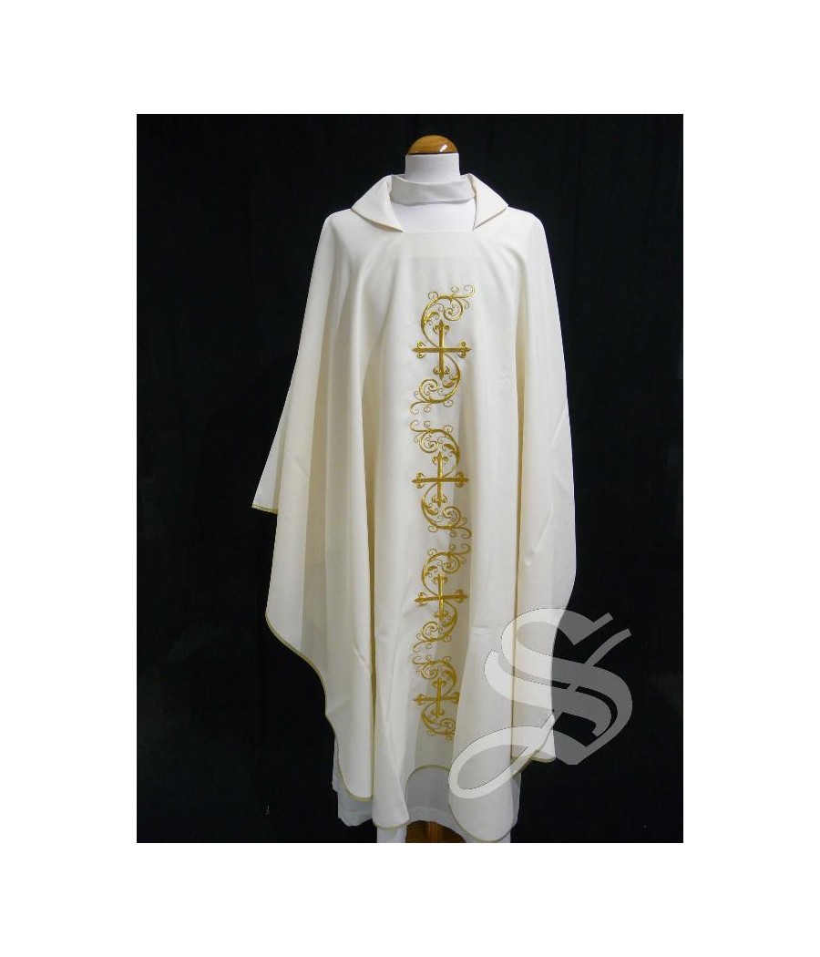 CASULLA 705 AVORIO BORDADA CRUCES DORADA