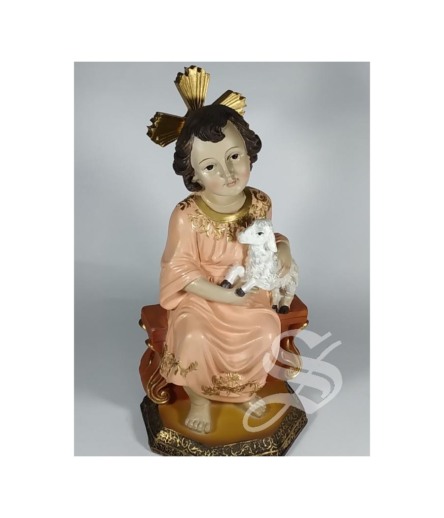 NIÑO JESUS CON OVEJA 20 CM. SENTADO