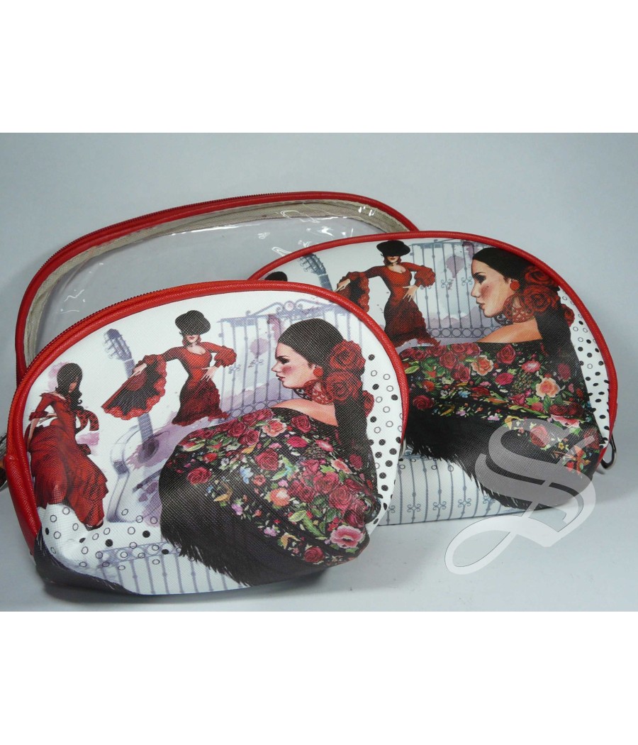 SET TRES BOLSAS DE ASEO FLAMENCA