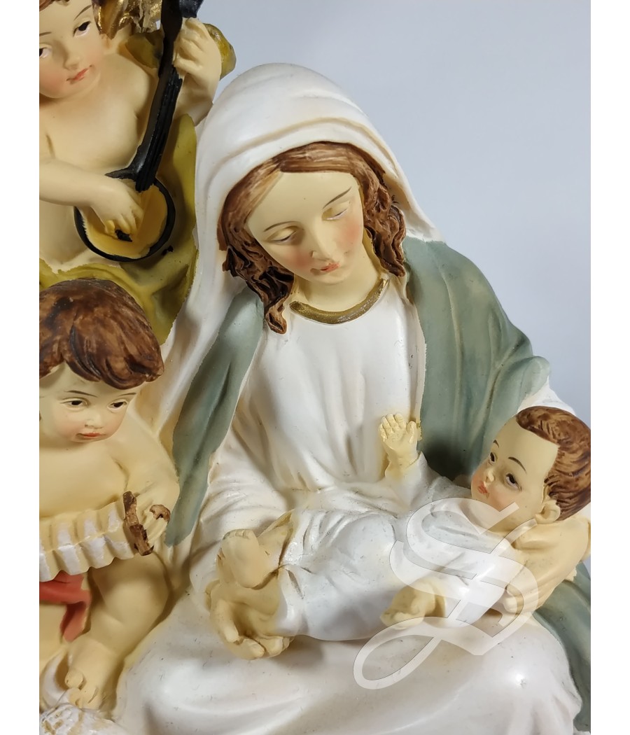 VIRGEN CON NIÑO Y ANGELES 13 CM.