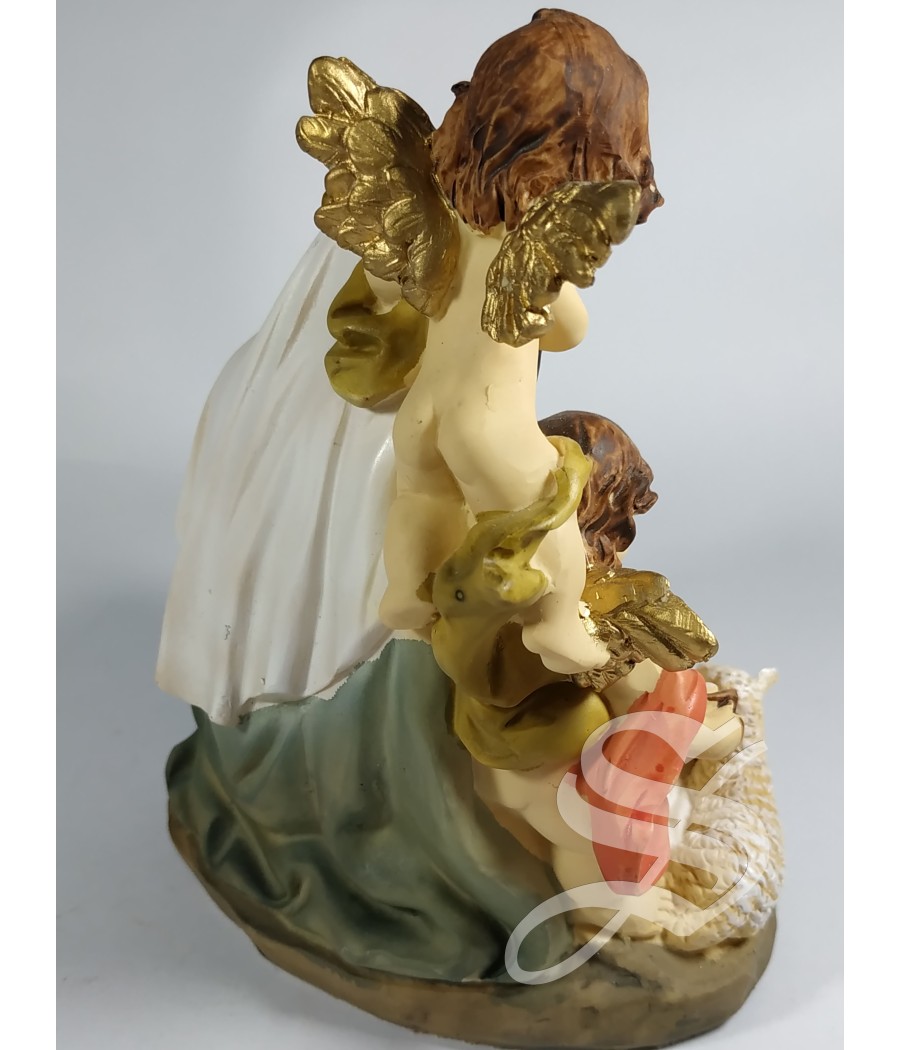 VIRGEN CON NIÑO Y ANGELES 13 CM.