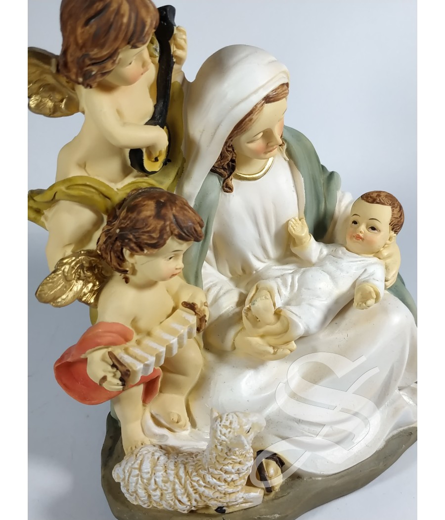 VIRGEN CON NIÑO Y ANGELES 13 CM.