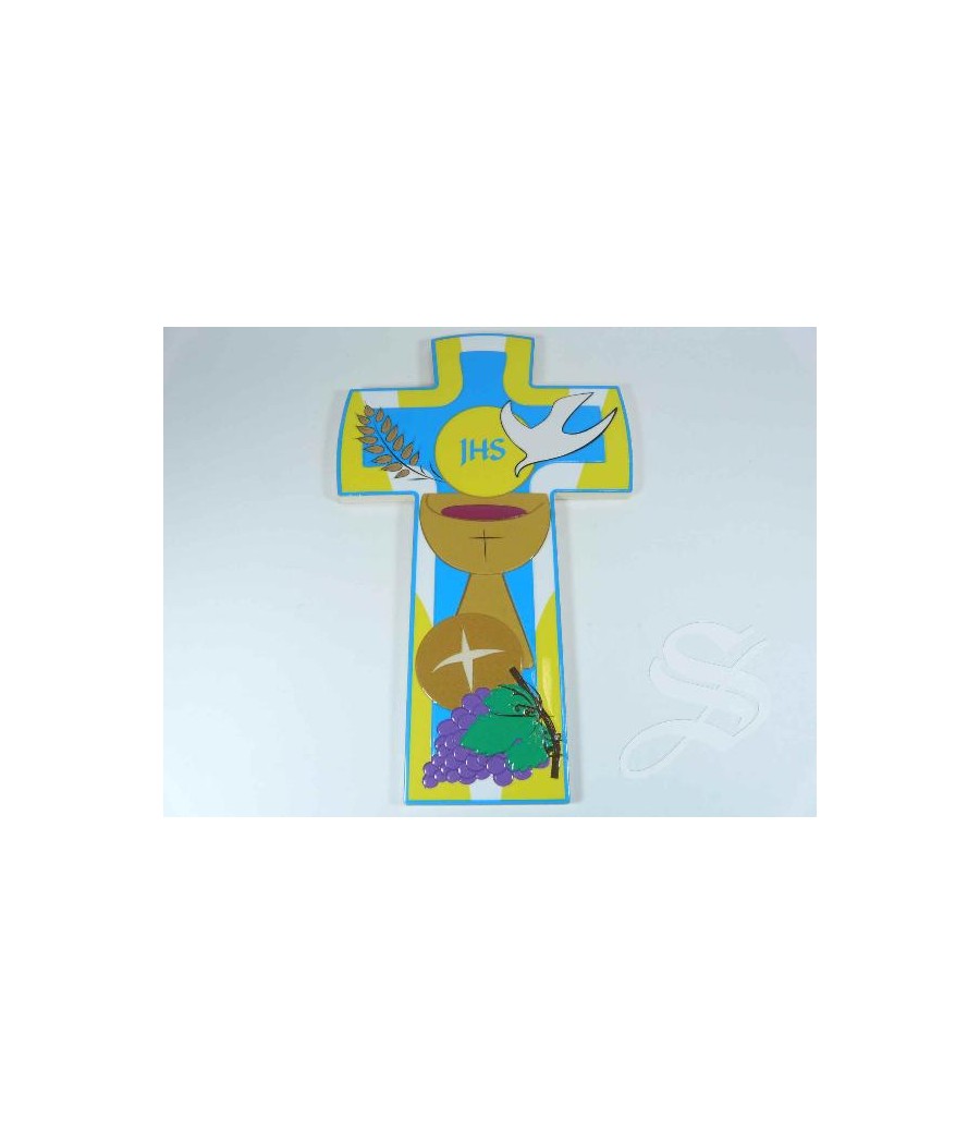 CRUZ COMUNION COLOREADA EFECTO CERAMICA