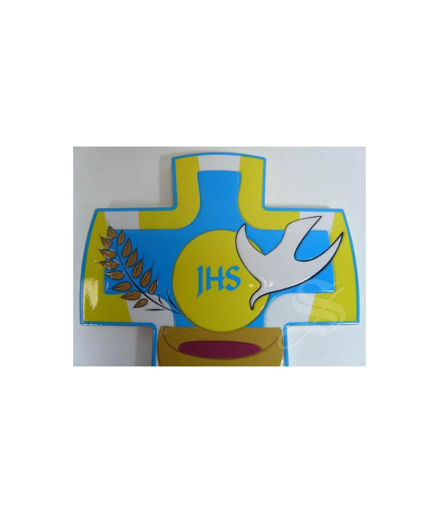 CRUZ COMUNION COLOREADA EFECTO CERAMICA
