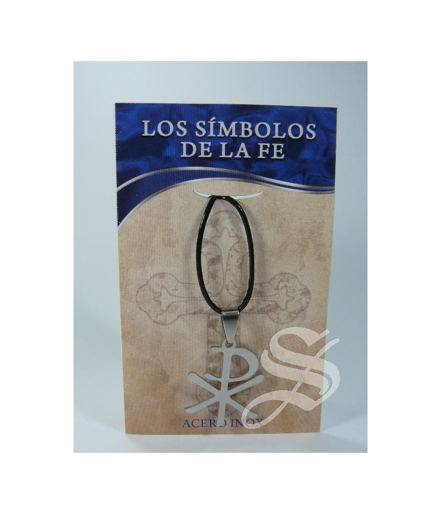 COLGANTE SIMBOLOS DE LA FE CRISMON DE METAL COMUNION