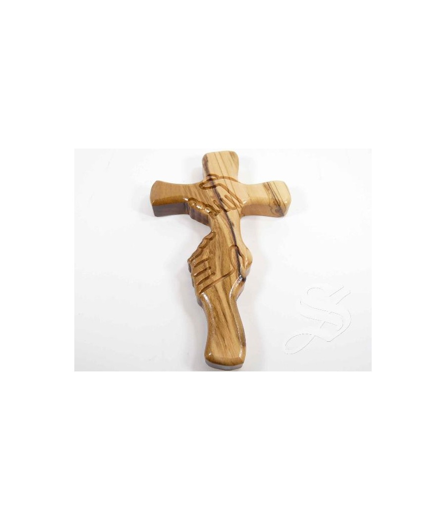 CRUZ DE LA AMISTAD MADERA OLIVO 15 CM.