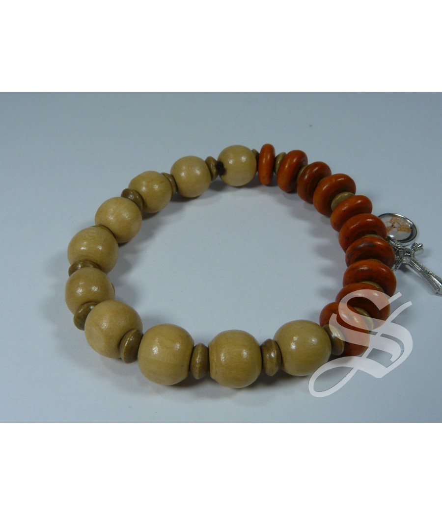 PULSERA MADERA ELASTICO VIRGEN DEL PRADO
