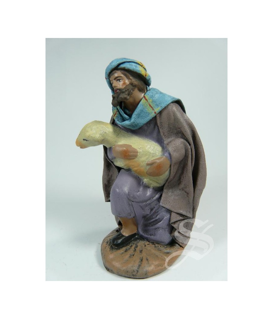 PASTOR ADORANDO CON OVEJA 12 CM.