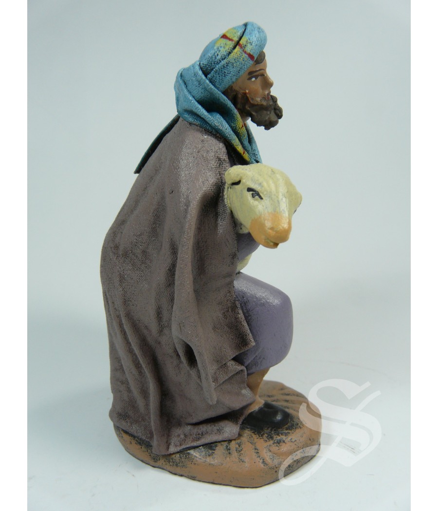 PASTOR ADORANDO CON OVEJA 12 CM.