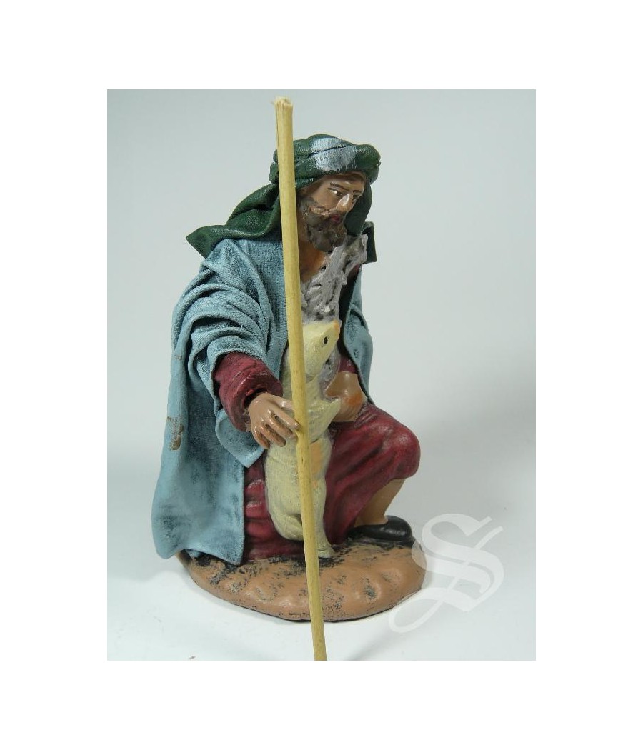 PASTOR ADORANDO CON OVEJA 14 CM.