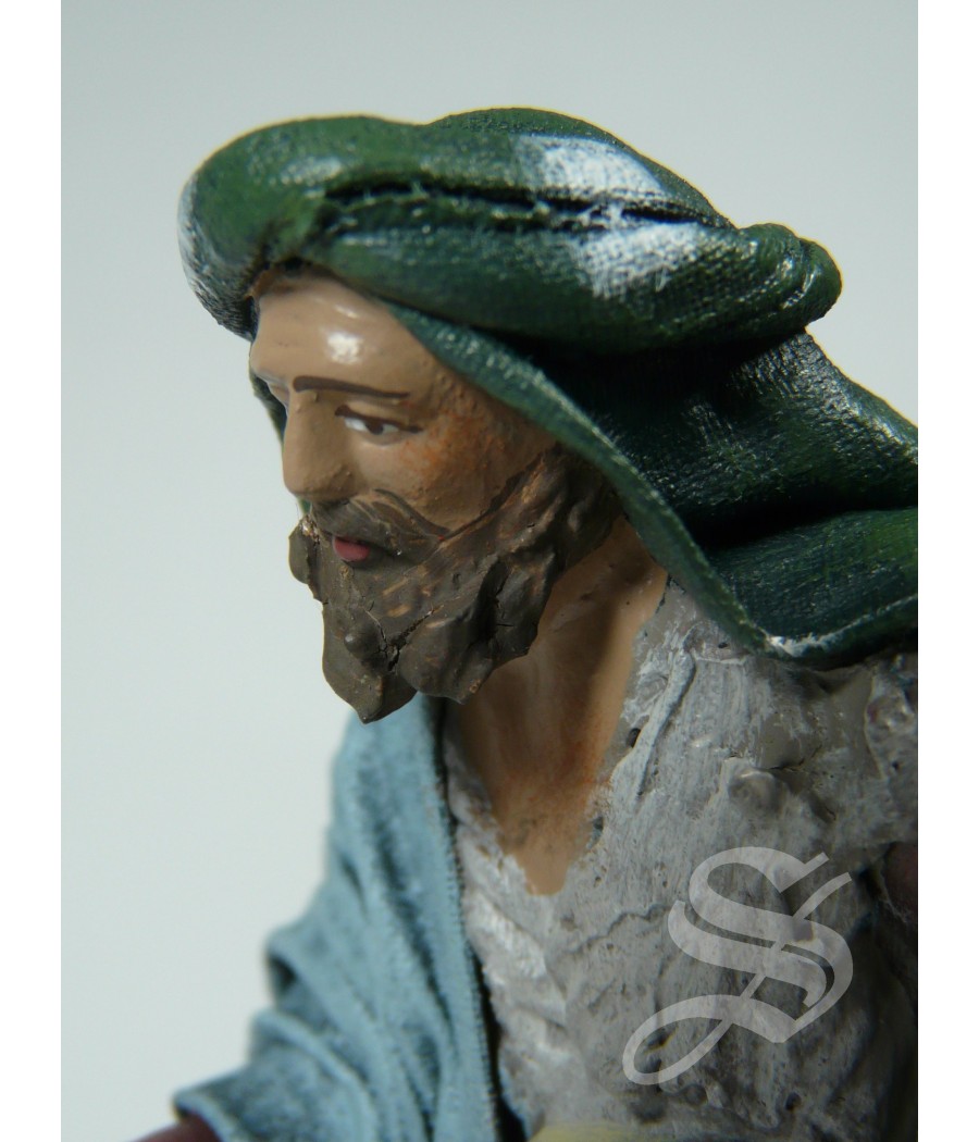 PASTOR ADORANDO CON OVEJA 14 CM.