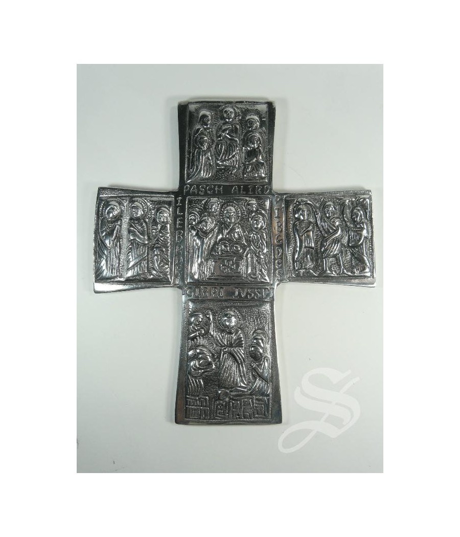 CRUZ PASAJES VIDA DE JESUS 22 X 19 CM. ALUMINIO