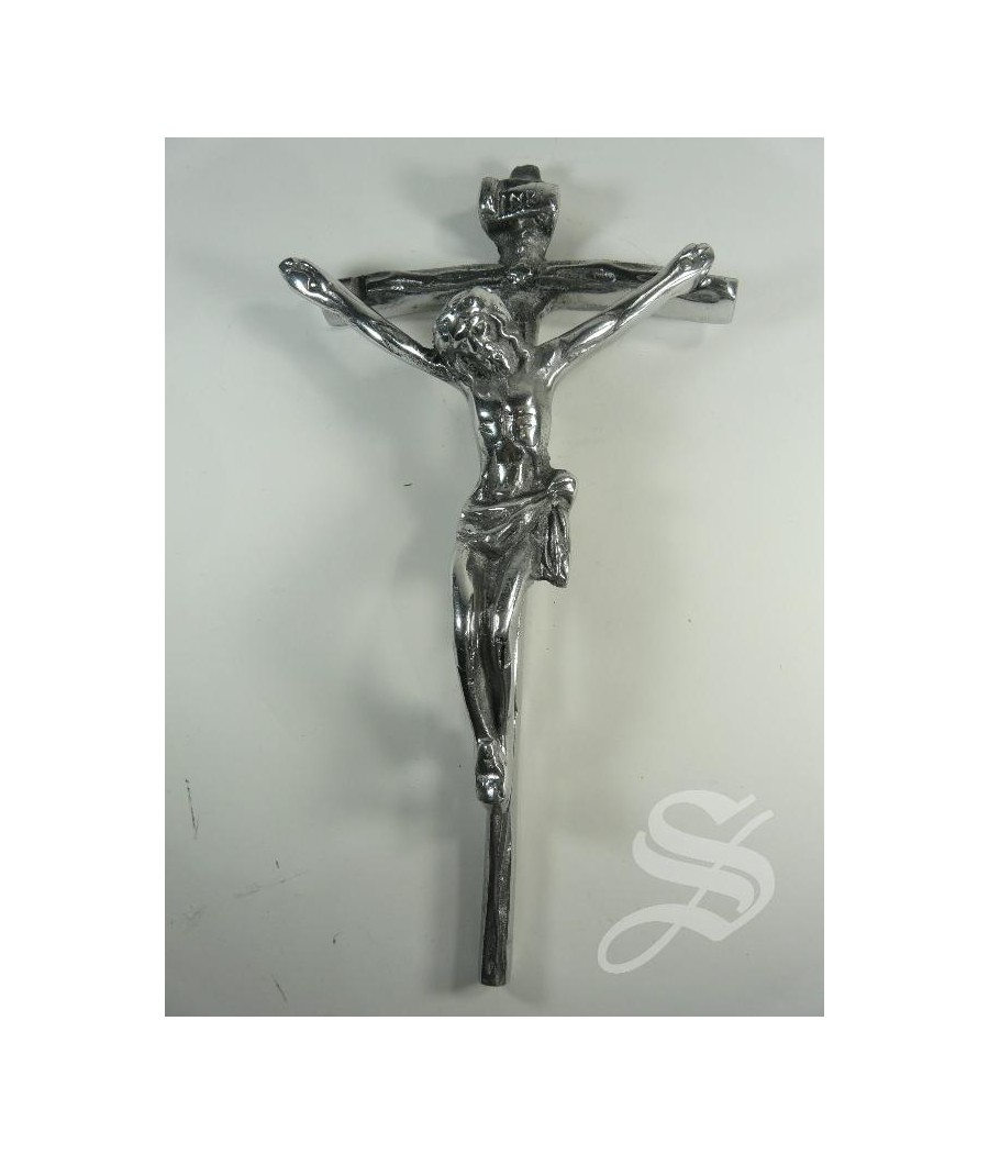 CRUZ CLASICA PAPAL 26 X 14 CM. ALUMINIO