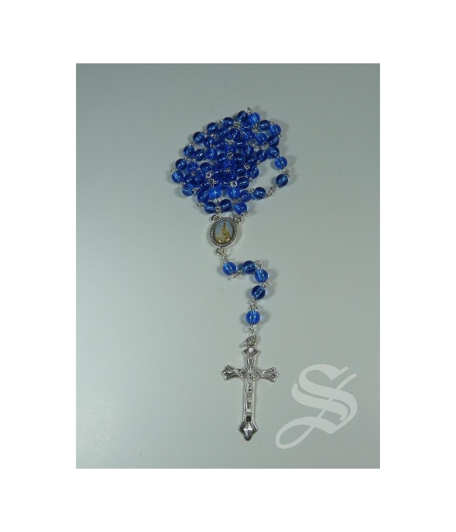 ROSARIO CRISTAL AZUL VIRGEN DEL PRADO 6 MM.