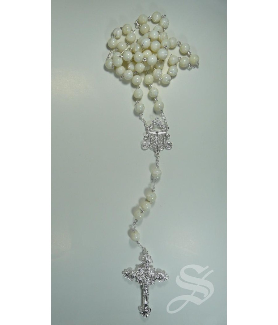 ROSARIO NACAR Y PLATA 12 MM. REFORZADO CRUZ Y MARIA FILIGRANA