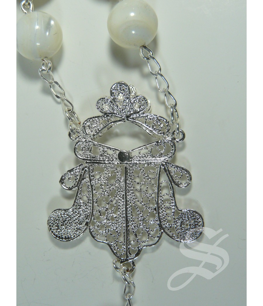 ROSARIO NACAR Y PLATA 12 MM. REFORZADO CRUZ Y MARIA FILIGRANA