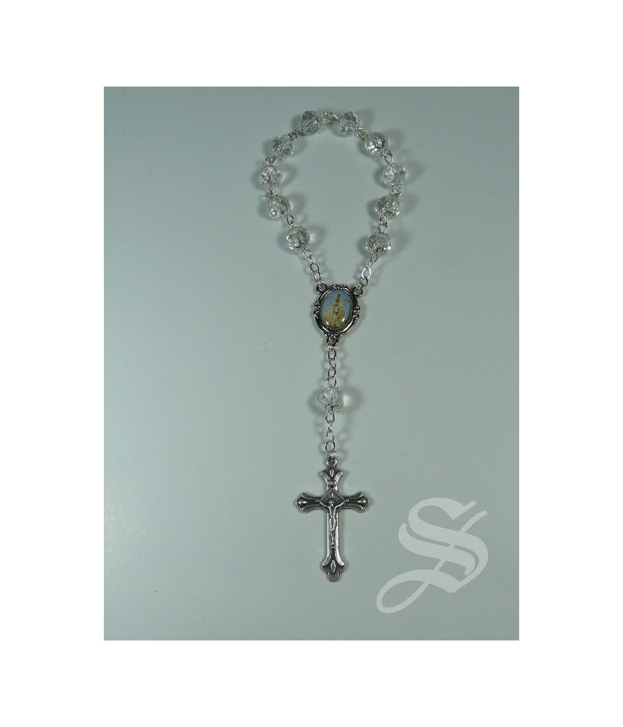 DECENA CRISTAL TRANPARENT CON CAPUCHONES VIRGEN DEL PRADO 7MM