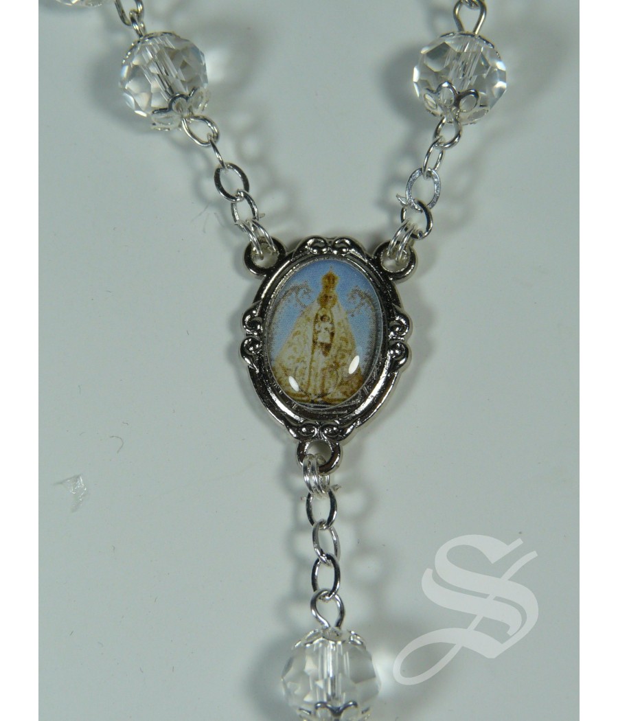 DECENA CRISTAL TRANPARENT CON CAPUCHONES VIRGEN DEL PRADO 7MM