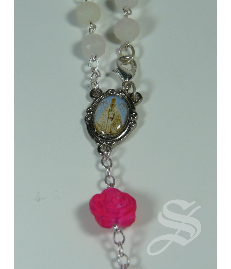 ROSARIO FOSFORO ROSA PERFUMADO VIRGEN DEL PRADO. 6 MM