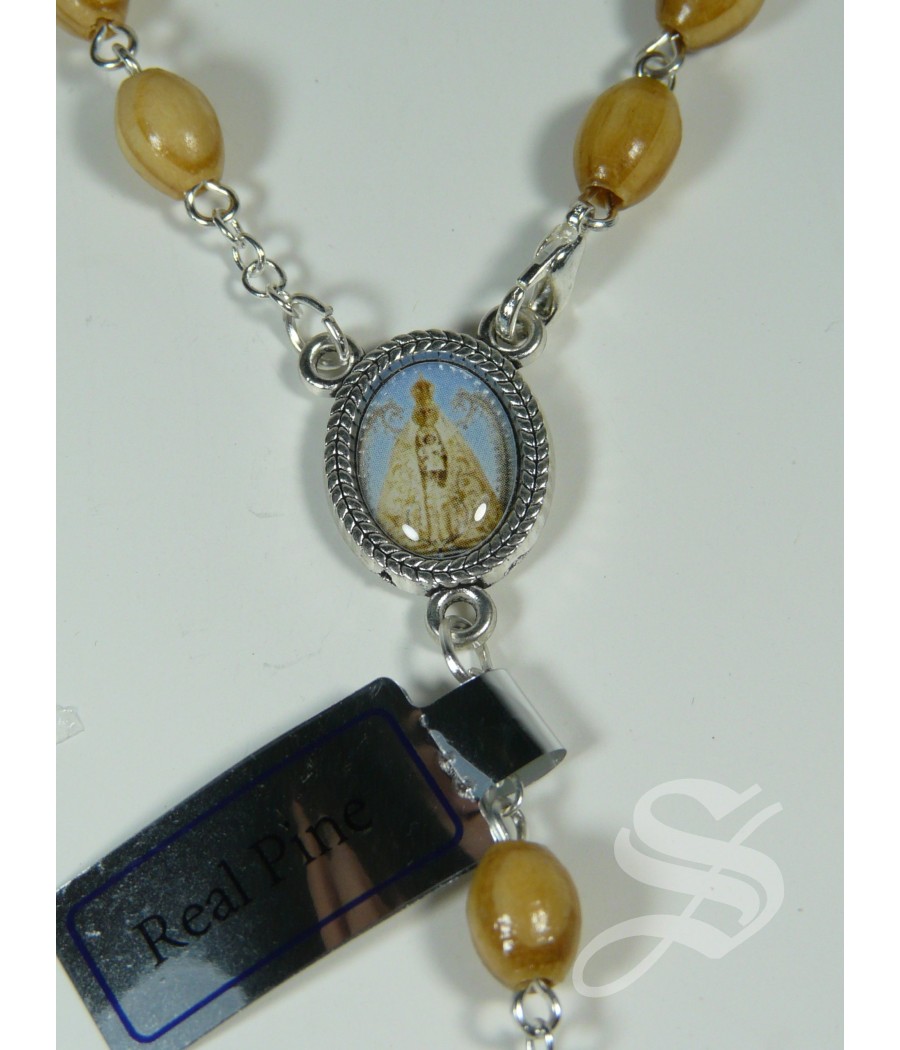 DECENA MADERA OVAL CLARA. VIRGEN DEL PRADO 6X8 MM