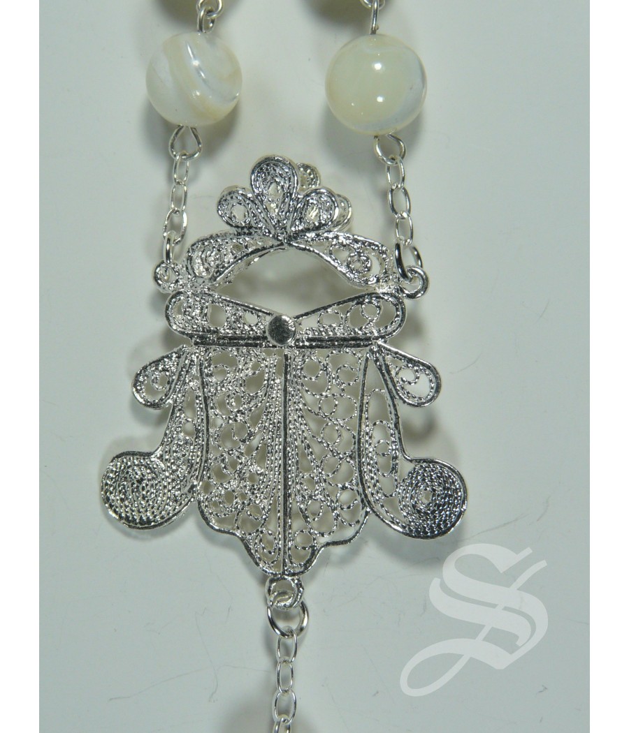 ROSARIO NACAR Y ALPACA 10 MM. CRUZ PLANA