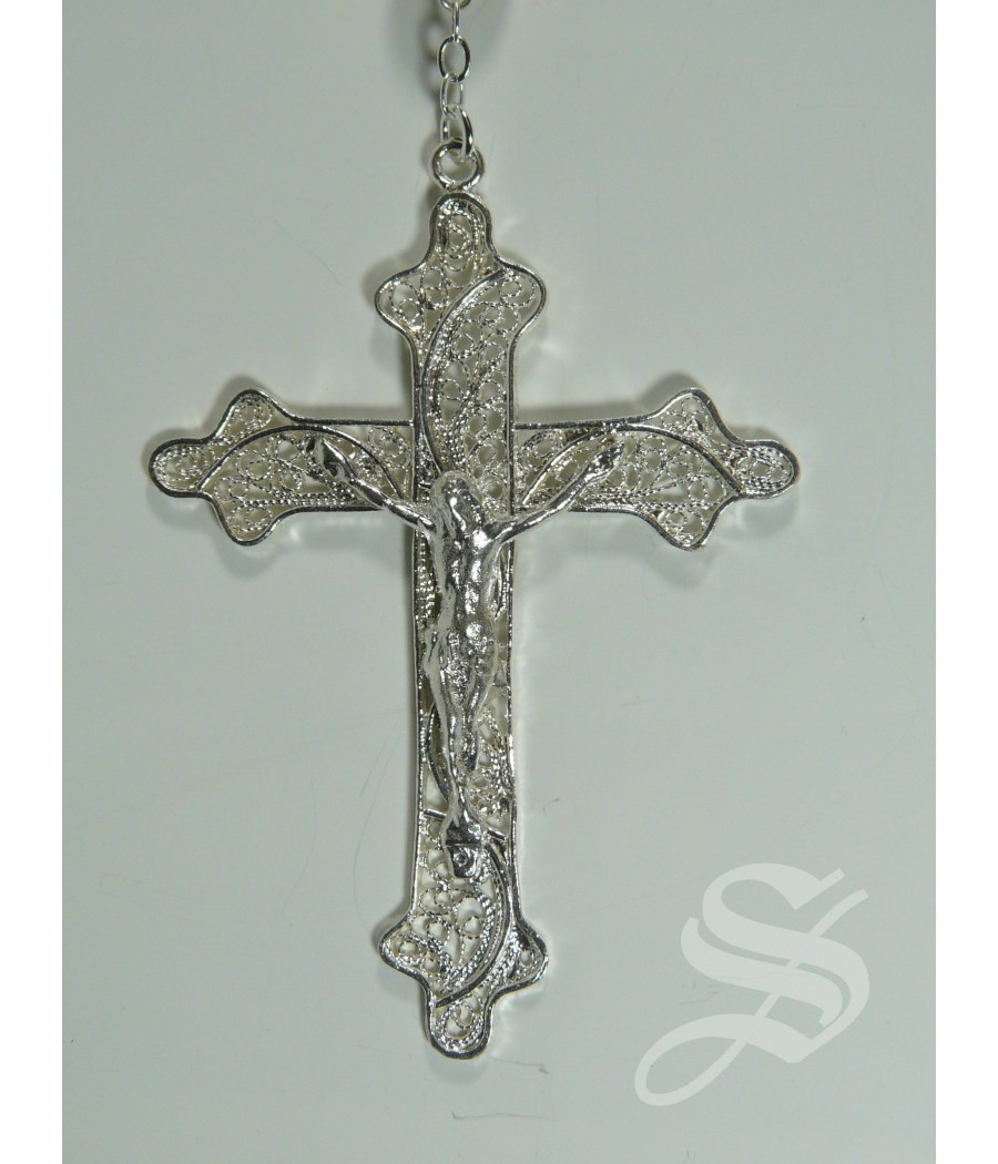 ROSARIO NACAR Y ALPACA 10 MM. CRUZ PLANA