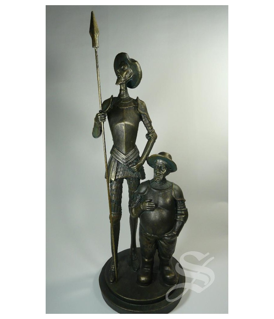 QUIJOTE Y SANCHO RESINA IMIT. BRONCE 35 CM