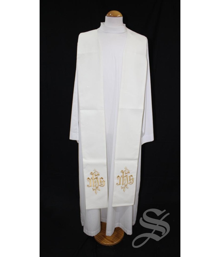 ESTOLA BLANCA BORDADA JHS CON CRUZ