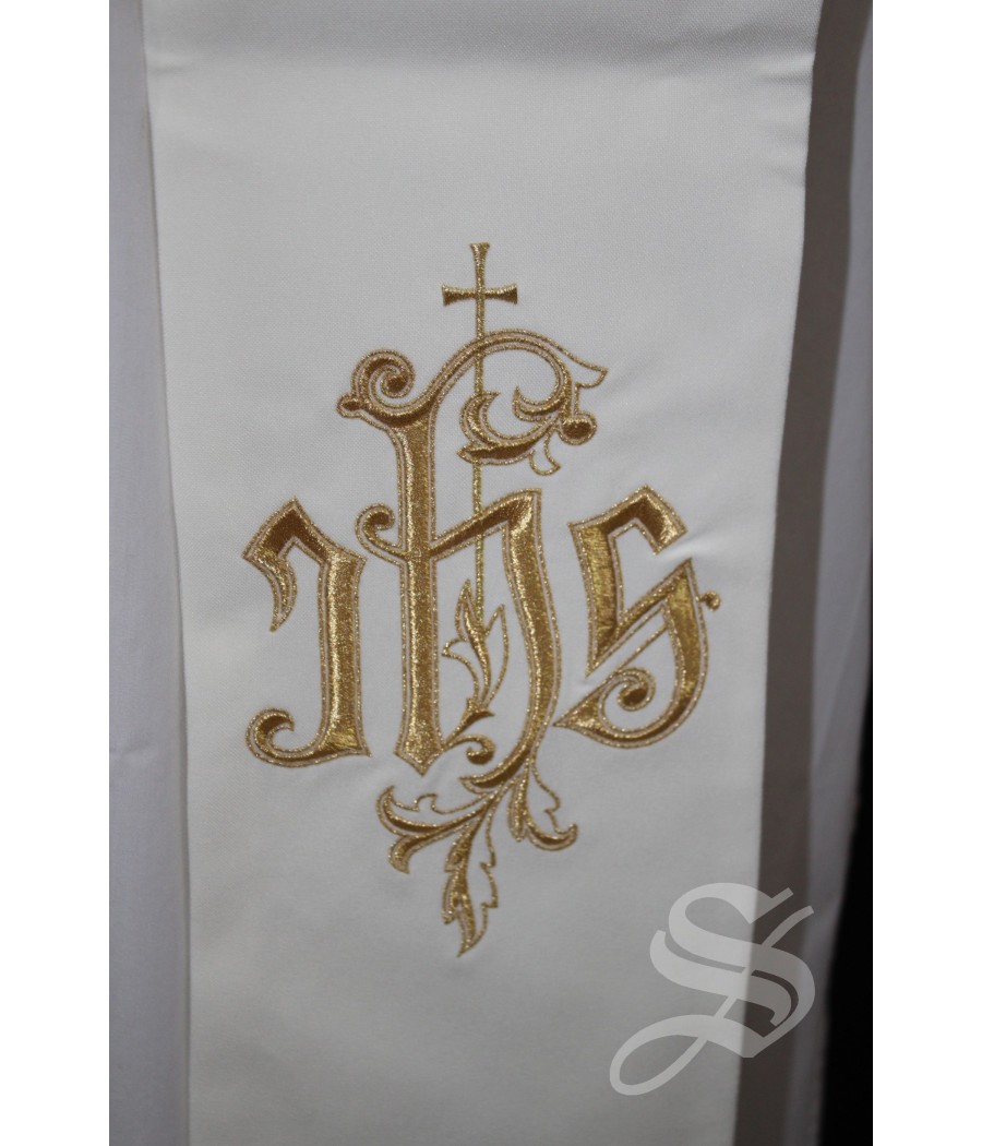 ESTOLA BLANCA BORDADA JHS CON CRUZ