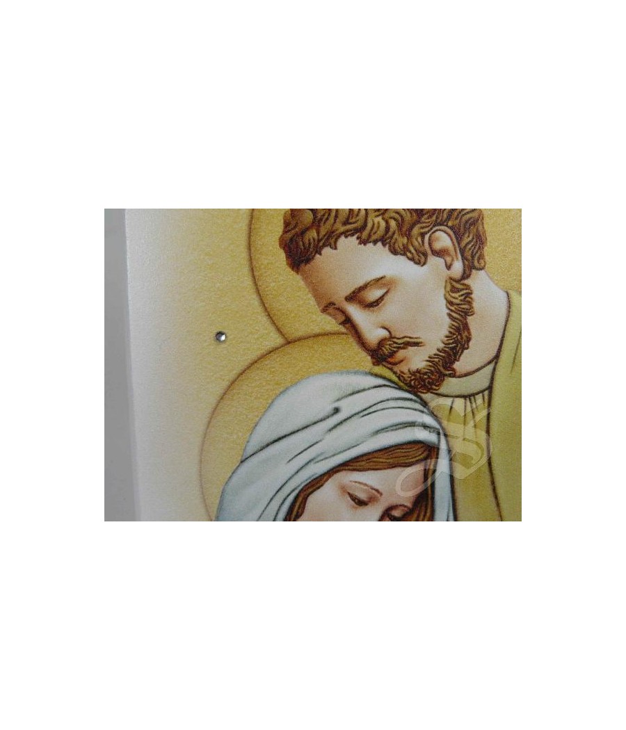 CUADRO MADERA 10*15 SAGRADA FAMILIA Y CRISTALES STRASS