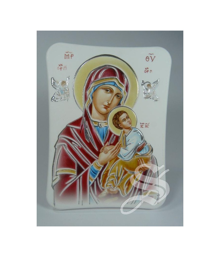 CUADRO POLIMERO EFECTO PIEDRA 9 * 12 PERPETUO SOCORRO DETALLES PLATEADOS