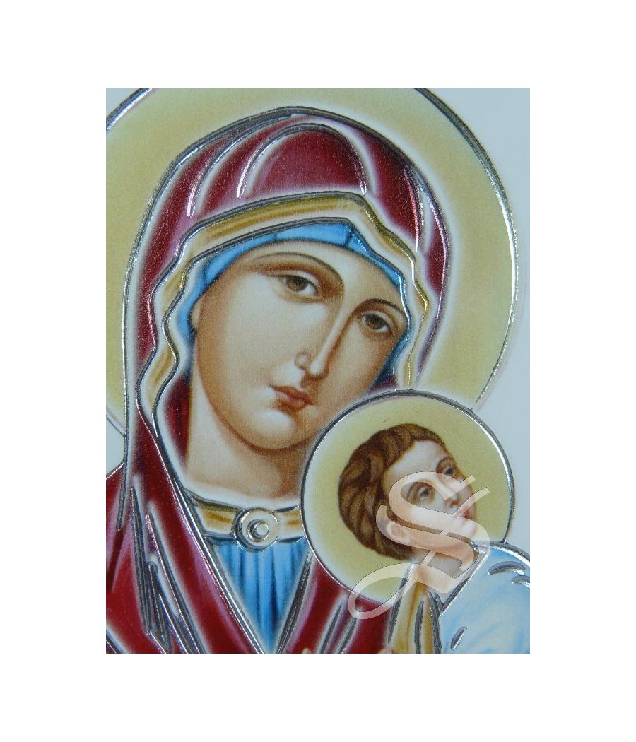 CUADRO POLIMERO EFECTO PIEDRA 9 * 12 PERPETUO SOCORRO DETALLES PLATEADOS