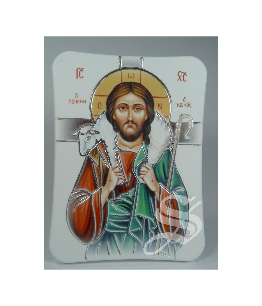 CUADRO POLIMERO EFECTO PIEDRA 9 * 12 BUEN PASTOR DETALLES PLATEADOS