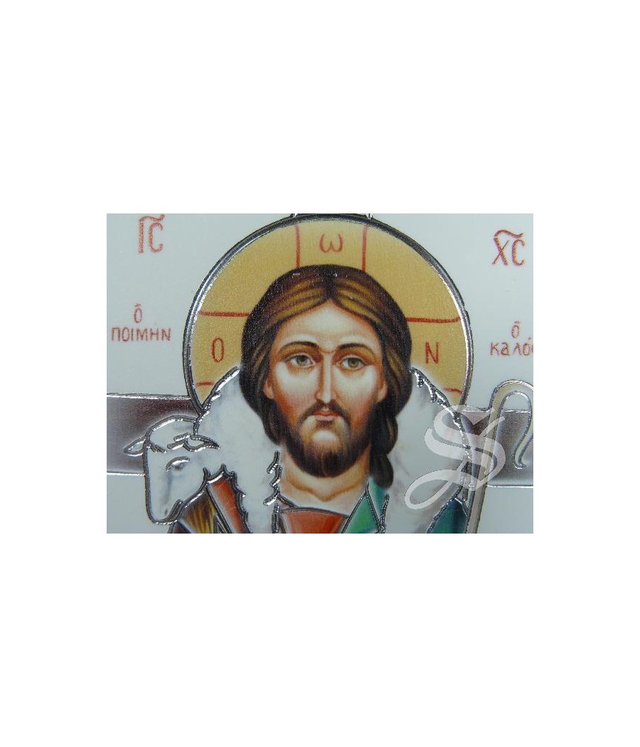 CUADRO POLIMERO EFECTO PIEDRA 9 * 12 BUEN PASTOR DETALLES PLATEADOS