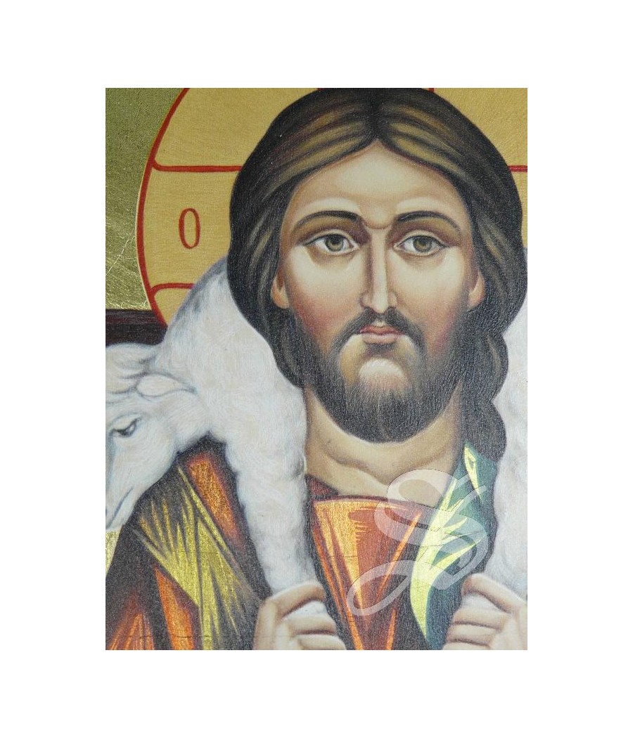 ICONO MADERA Y PAN DE ORO 21 X 37 BUEN PASTOR CON ESTUCHE REGALO