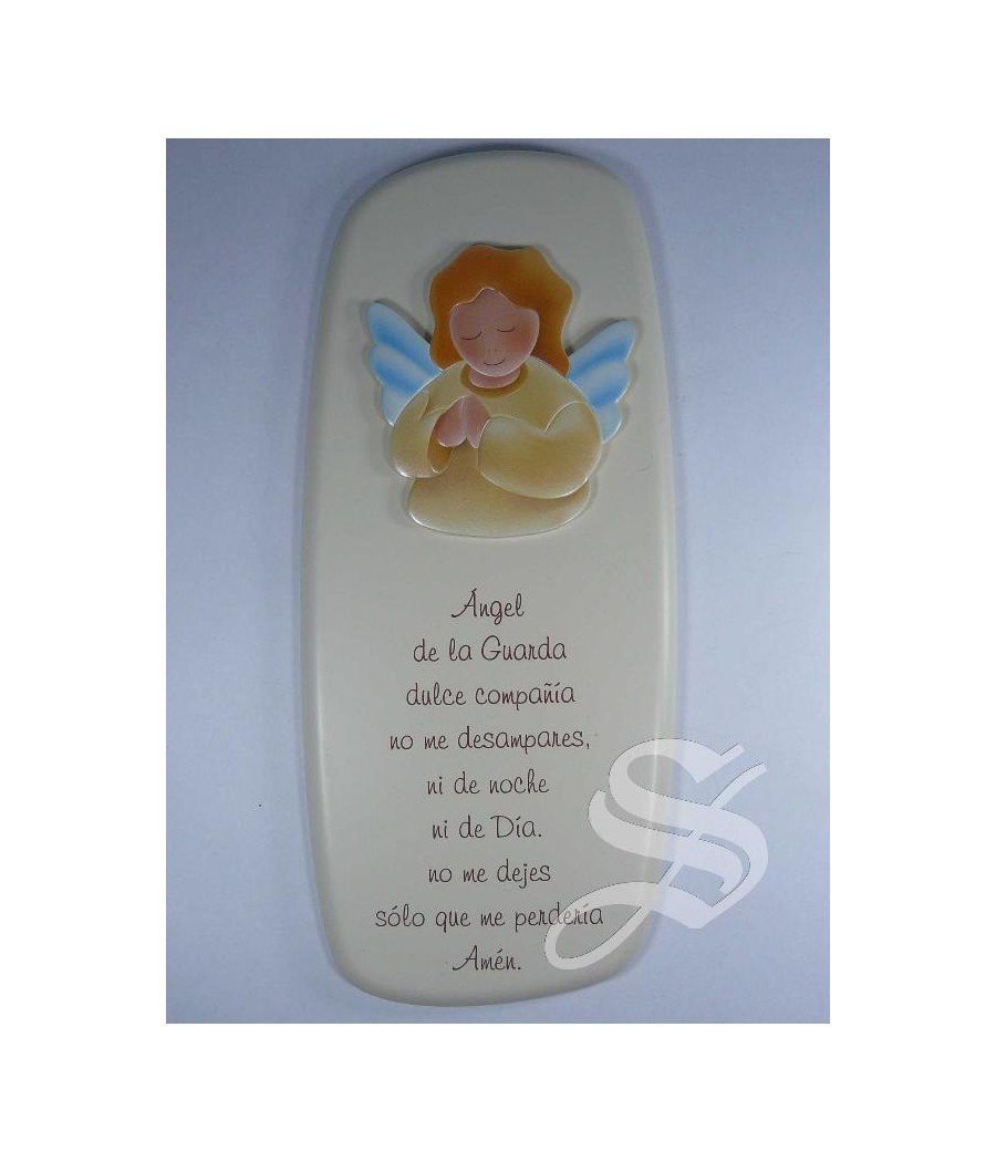 CUADRO LACADO 12 X 27 ANGELITO EN MARFIL