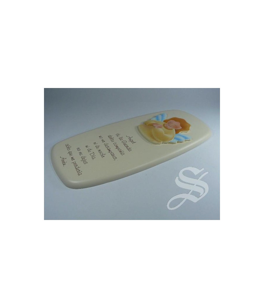 CUADRO LACADO 12 X 27 ANGELITO EN MARFIL