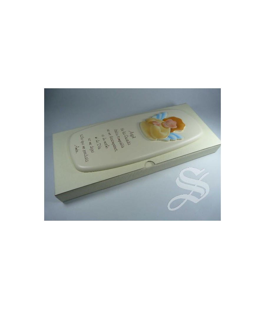 CUADRO LACADO 12 X 27 ANGELITO EN MARFIL