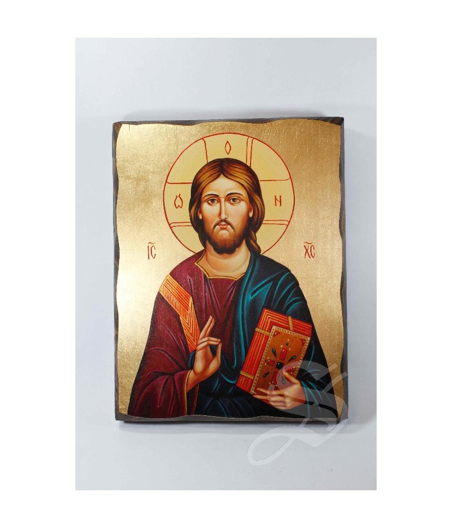 ICONO ORTODOXO PANTOCRATOR ACABADO EN MADERA Y PAN DE ORO 27 X 21 CM.
