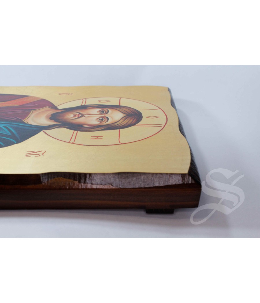ICONO ORTODOXO PANTOCRATOR ACABADO EN MADERA Y PAN DE ORO 27 X 21 CM.