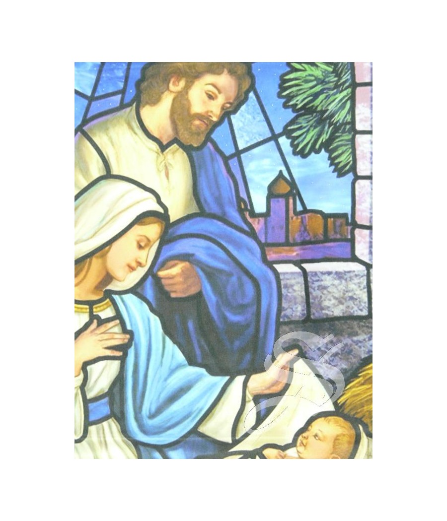 BALCONERA NAVIDAD AZUL VIDRIERA 71 * 97 LAVABLE