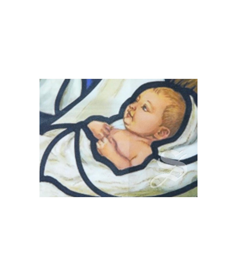 BALCONERA NAVIDAD AZUL VIDRIERA 71 * 97 LAVABLE