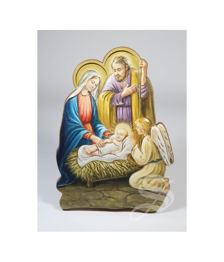 NATIVIDAD EN POLIMERO CON ANGEL 8 X 10 CM.